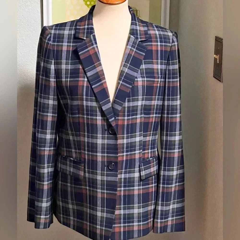 EUC Daniel Cremieux Plaid Blazer 2 Front Flap Pockets Size 10 #DJ9